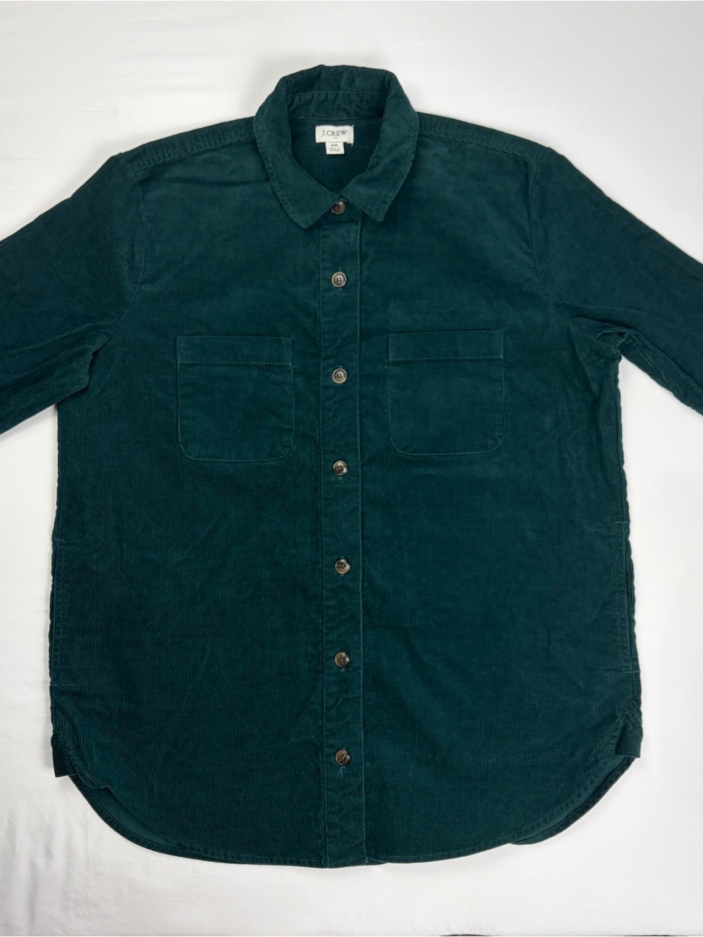 J. Crew Dark Green Corduroy Button-Down Shirt with pockets